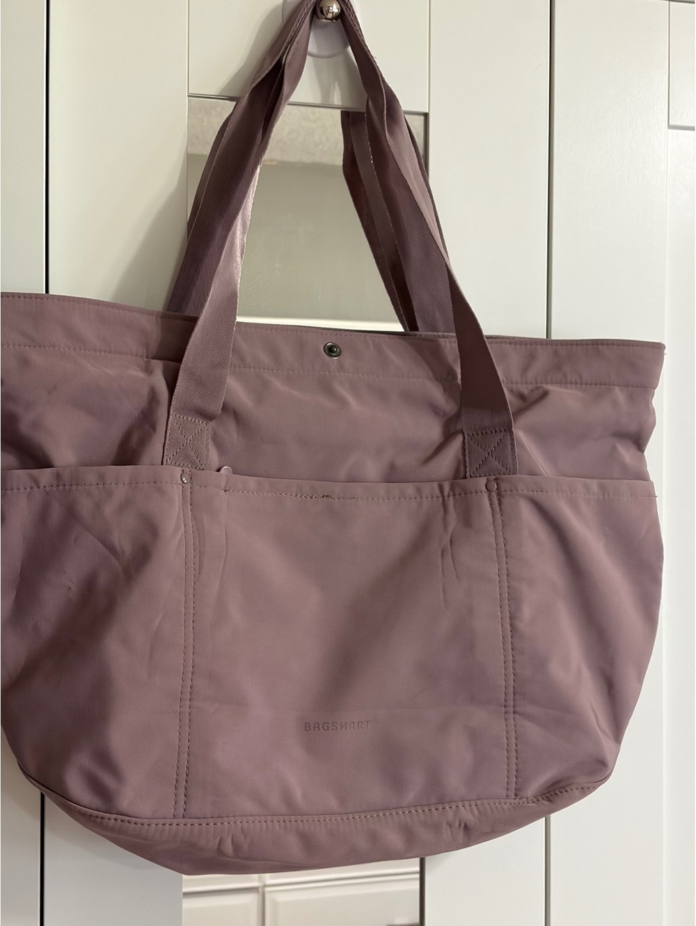 Bagsmart Large Tote Bag in Dusty Pink with Multiple Pockets